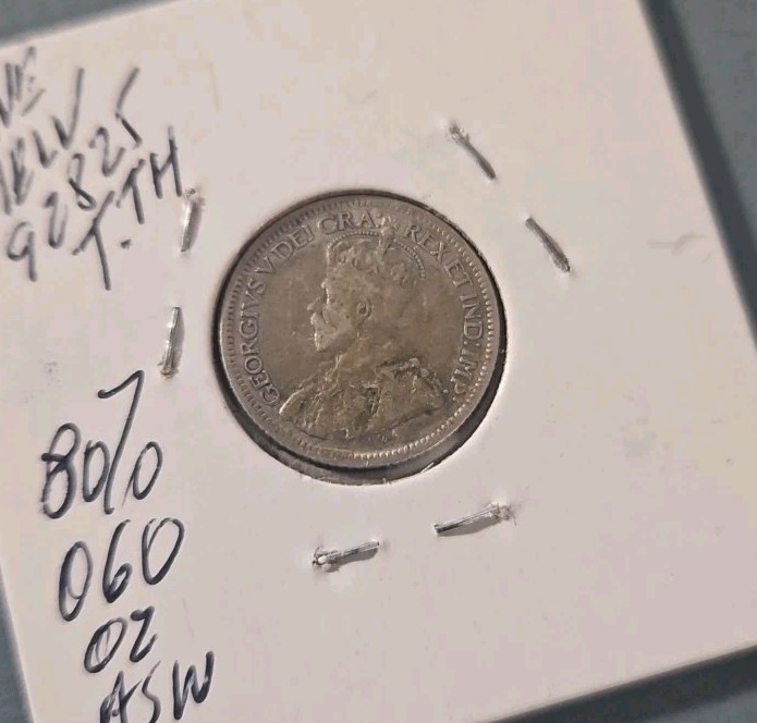 1929 Canada 10 Cents Silver Coin (KM.#23a)
