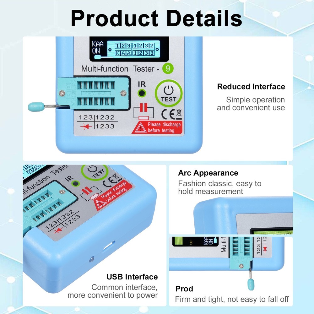 1--MF9 1.8'' TFT LCD Display Multi-meter Transistor Tester Diode Triode