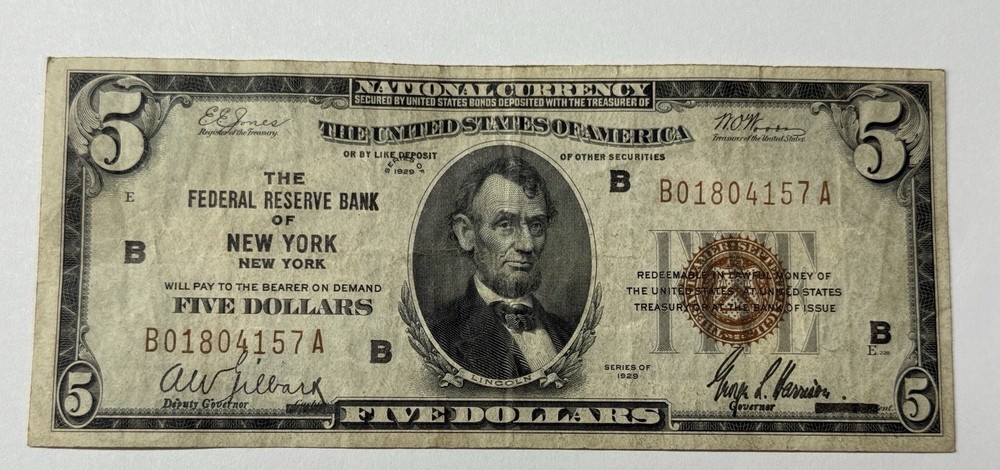 1929 $5 Note Brown Seal New York