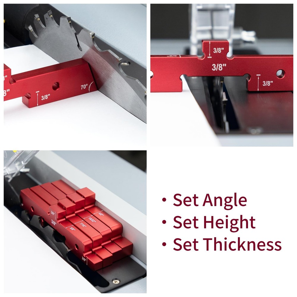 SIIIXS Router Table Setup Bars,14pcs Aluminum Precision Blocks Red