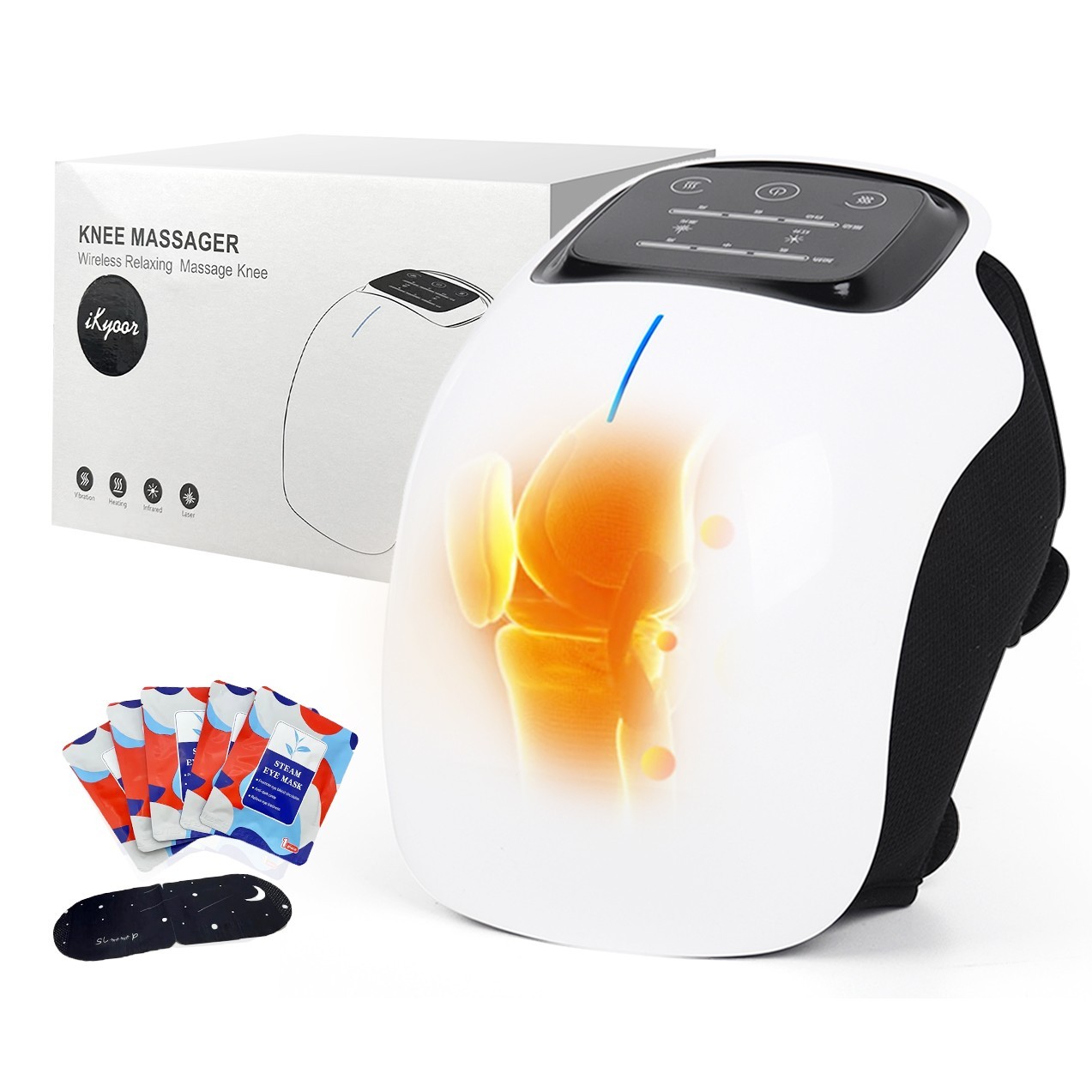 Wireless Knee Massager with Heat Vibration Massage LED Screen Infared Therapy