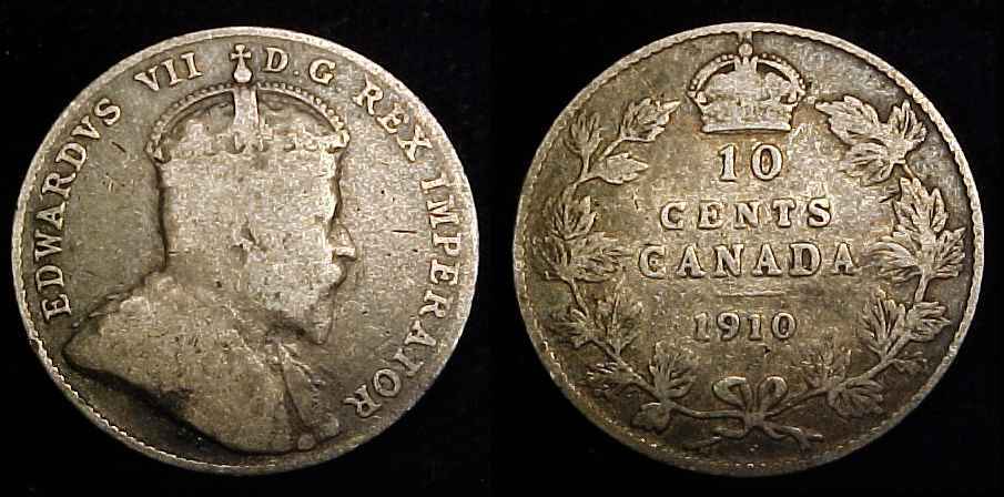 CANADA 1910 Silver Ten Cents VG