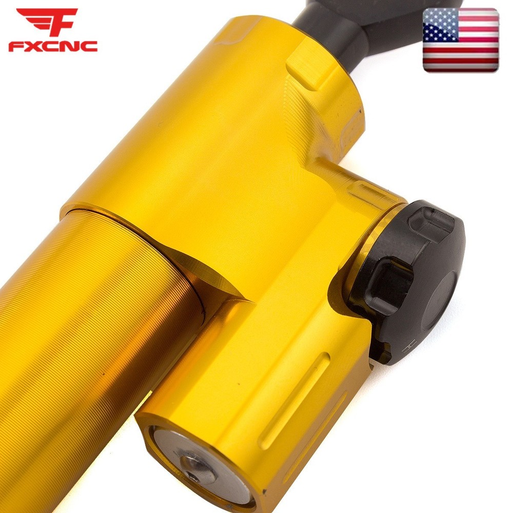 FXCNC 255MM Steering Damper Stabilizer Reversed Shock Universal Adjustable Gold
