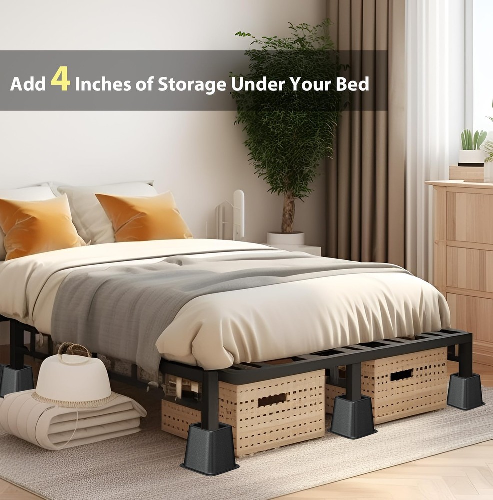 8 Pack 9 Inch Black Bed Risers Stackable Lifts 4" 5" 9" Heights Sofa Desk