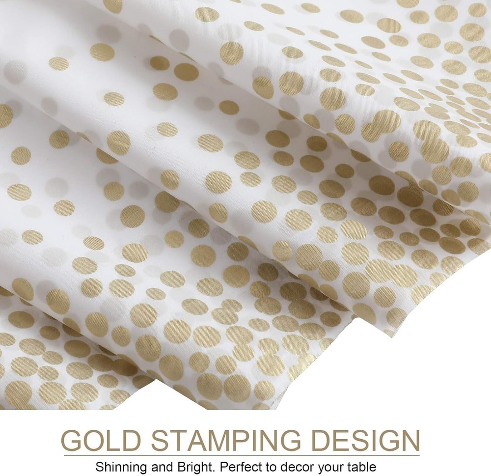 4 Pack White & Gold Dot Plastic Tablecloth Rectangle Tables(54" x 108"