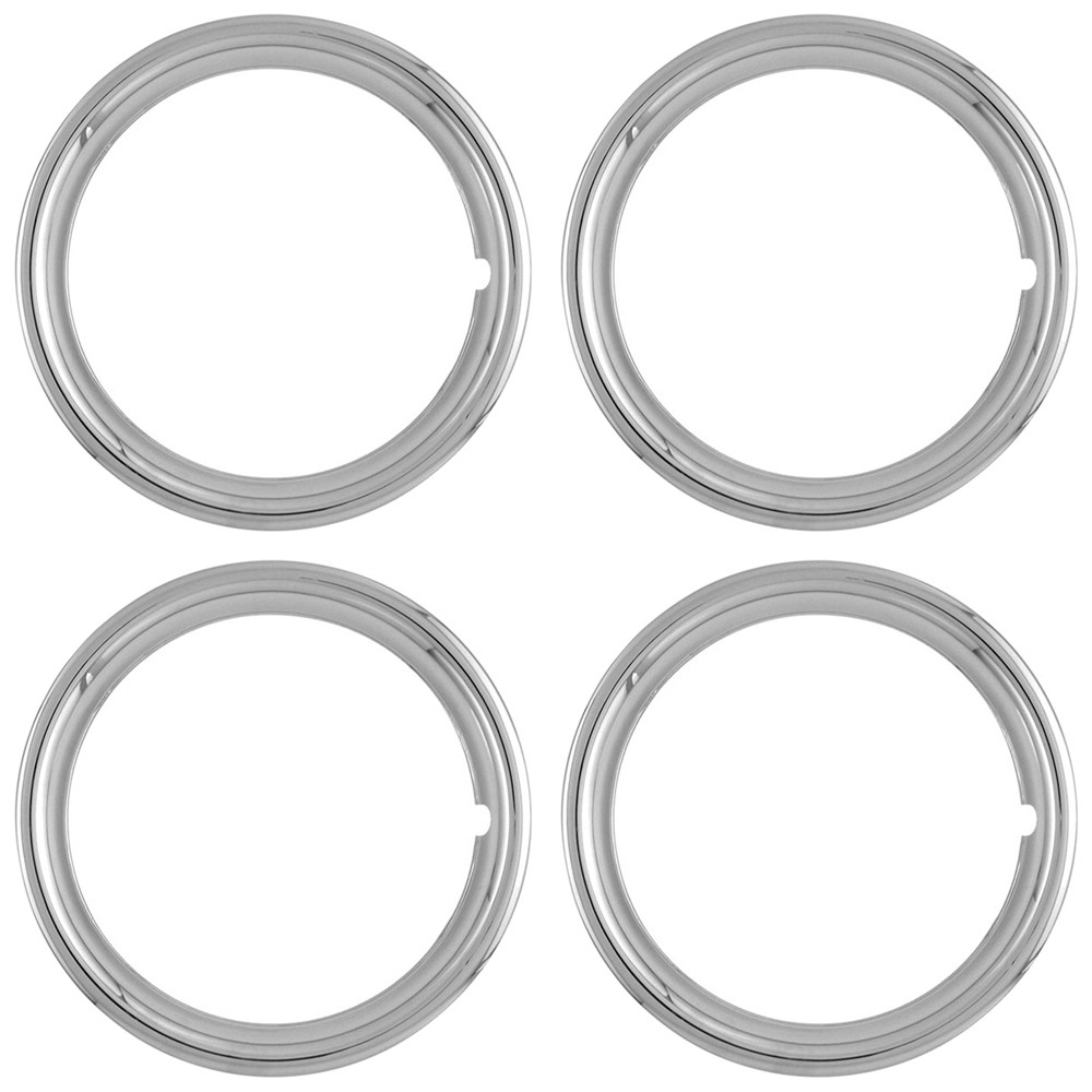 Set of 4 15" CHROME WHEEL TRIM RINGS Beauty Rims Ring Glamour Band for Steel Rim