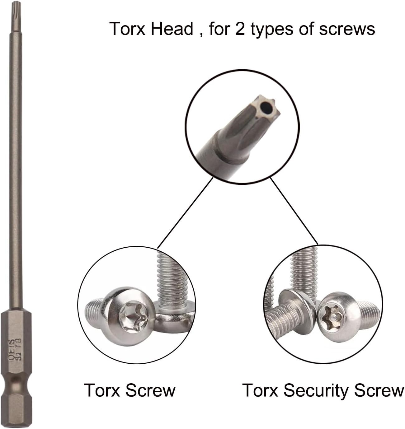 11Pcs T6-T40 Magnetic Head Torx Screwdriver Bit Set Security Tamper Proof Star