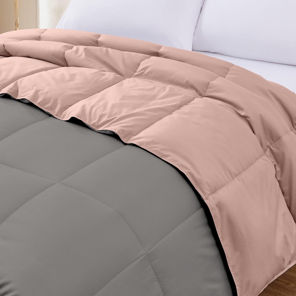 Modern Threads Down Alternative Reversible Comforter Charcoal Gray/Blush Queen