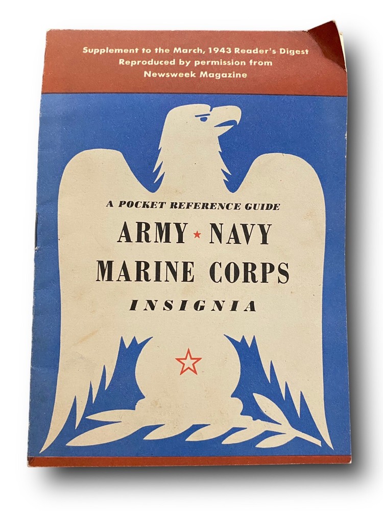 WWII 1943 A Pocket Reference Guide To Army Navy Marine Corps Insignia Booklet
