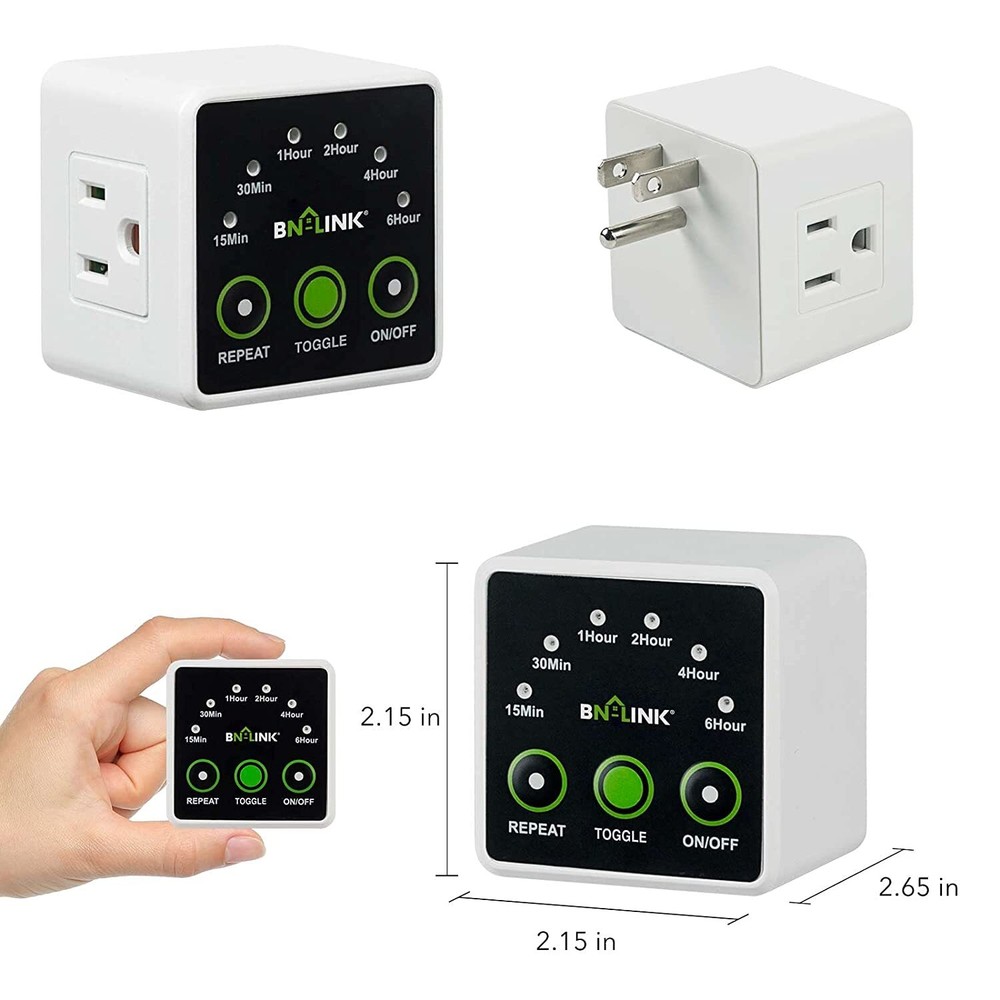 BN-LINK Smart Digital Countdown Timer with 3-Prong Grounded Outlet