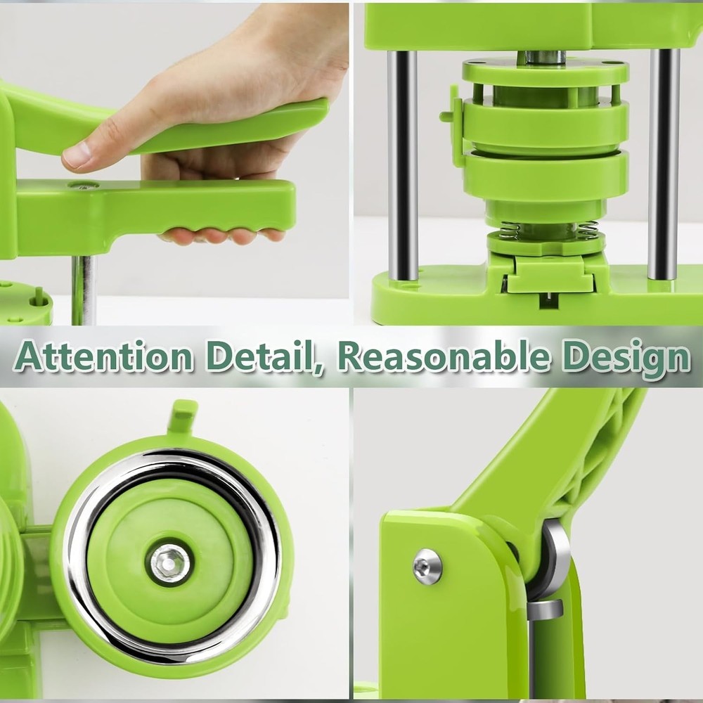 Professional Button Maker Machine Green, 3 Interchangeable Badge Sizes