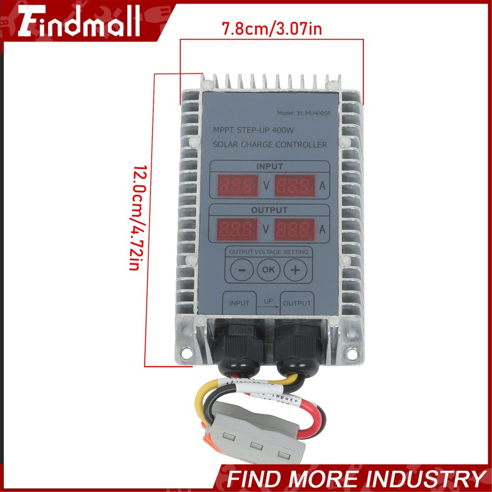 Findmall Solar Battery Charge Controller Boost MPPT Voltage Adjustable 400W