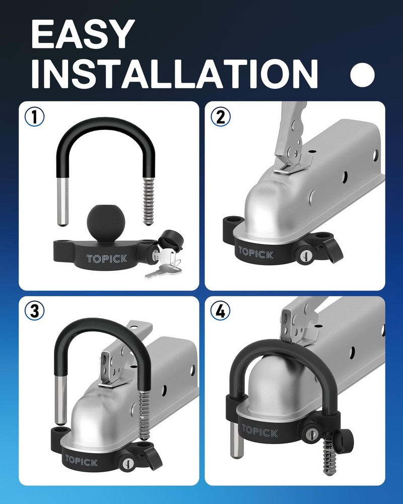 TOPICK Keyed Alike Trailer Coupler Lock Set, Trailer Lock Kit Include Univers...