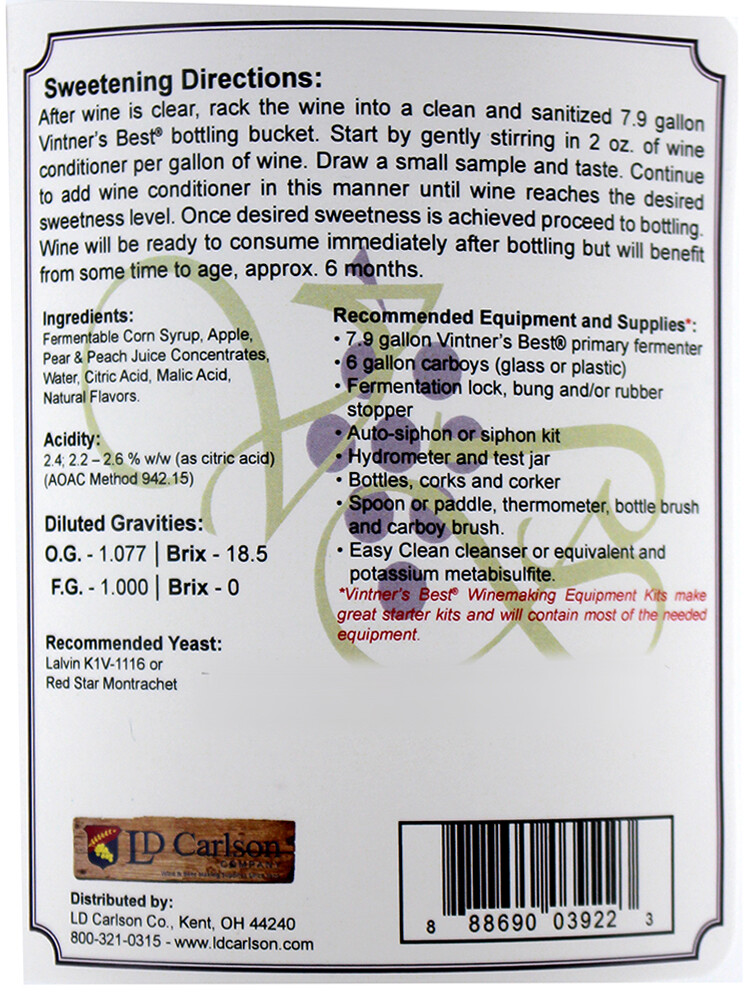 Peach Wine Base Complete Kit