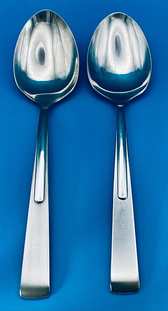 2 TWO Oneida CENTIGRADE Solid Serving Spoons 8 3/8" Stainless Flatware