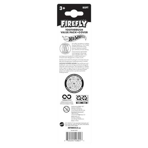 Firefly Hot Wheels Toothbrush Value Pack, Soft Bristle for Multi