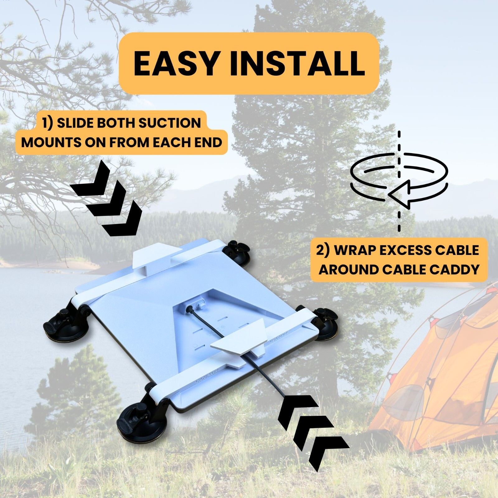 Suction Cup Mount with Cable Caddy for Starlink Mini – Ideal for Cars, RV, Boat