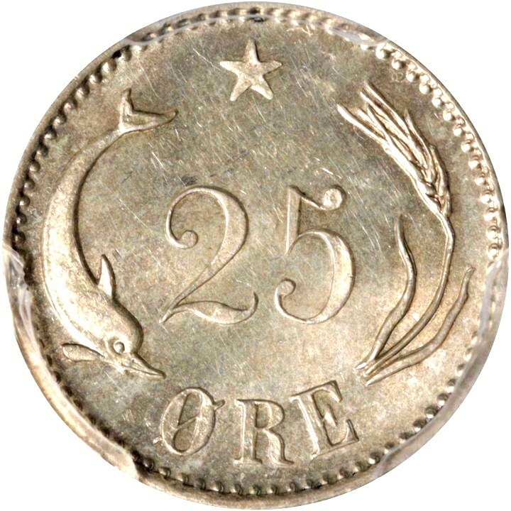 1894 VBP Denmark 25 Ore, PCGS MS 64