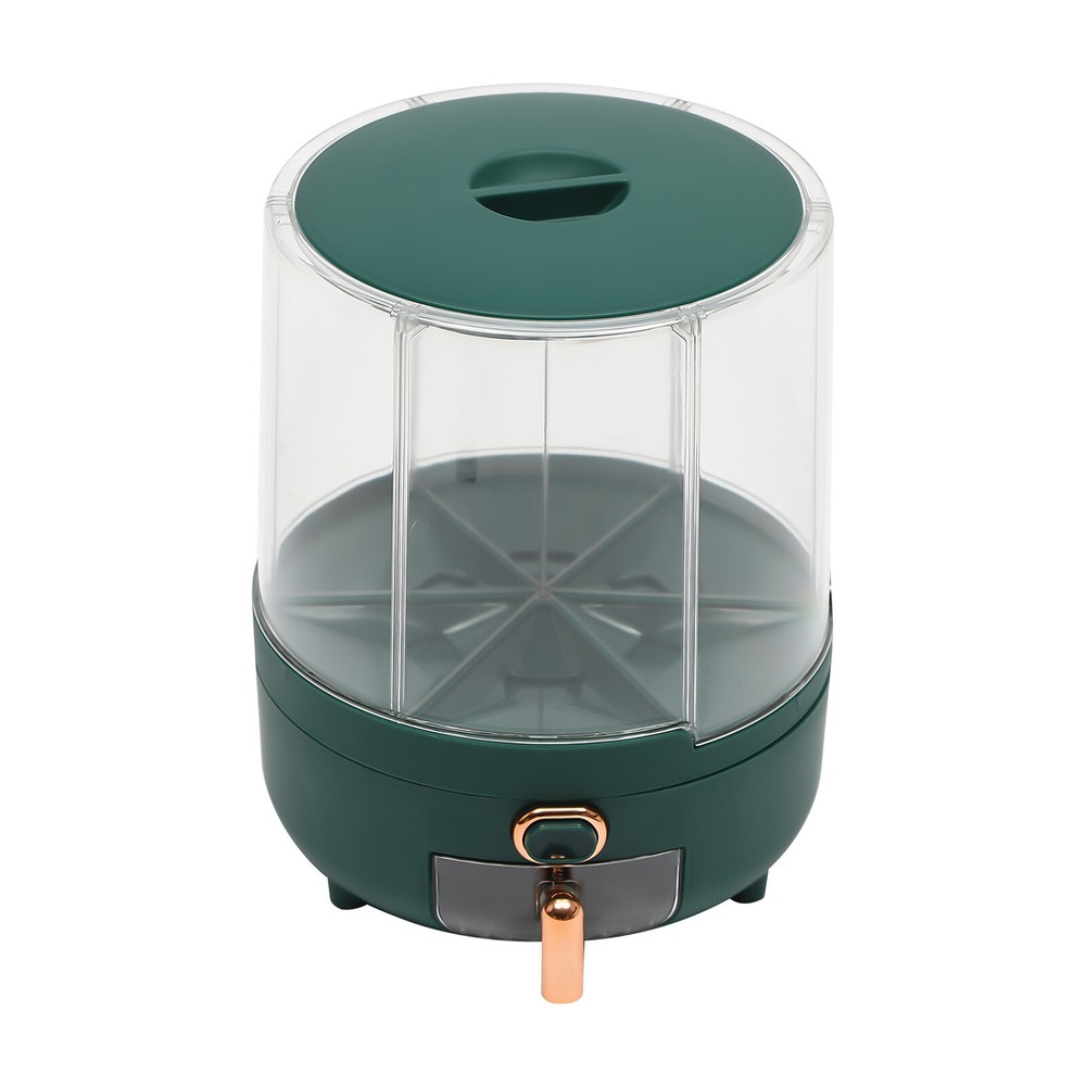 Rice Storage Container with 6 Compartments, Rotatable Dispenser for Grains