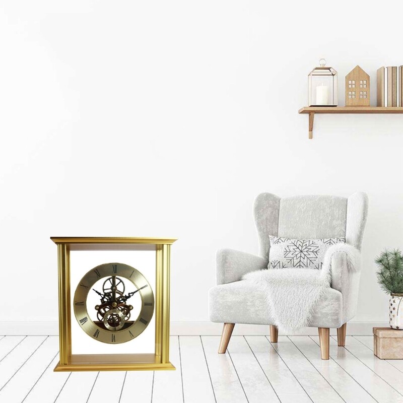 Round Gear Wall Clock Gold Perspective Digital Wall Clock 160mm Diameter