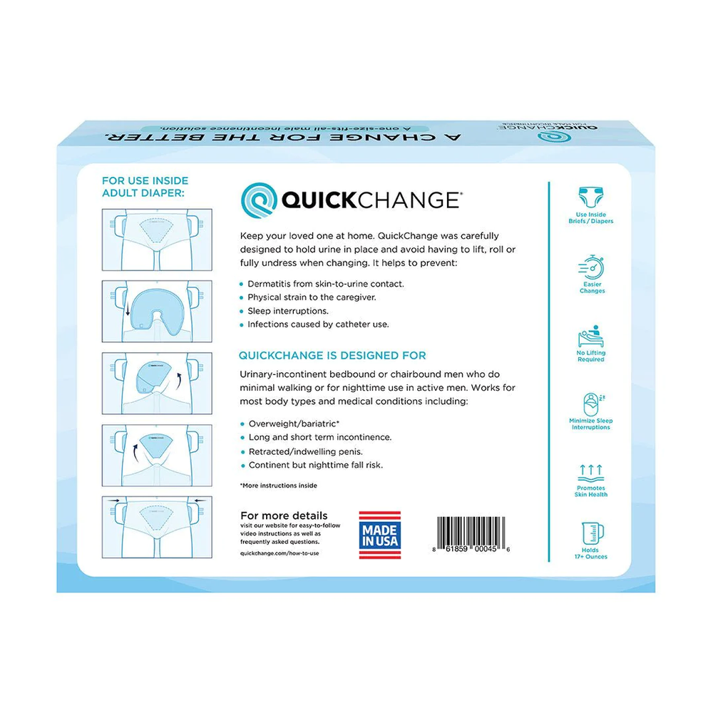 QuickChange Men's Incontinence Wrap | Maximum Absorbency | One-Size | 100 Count