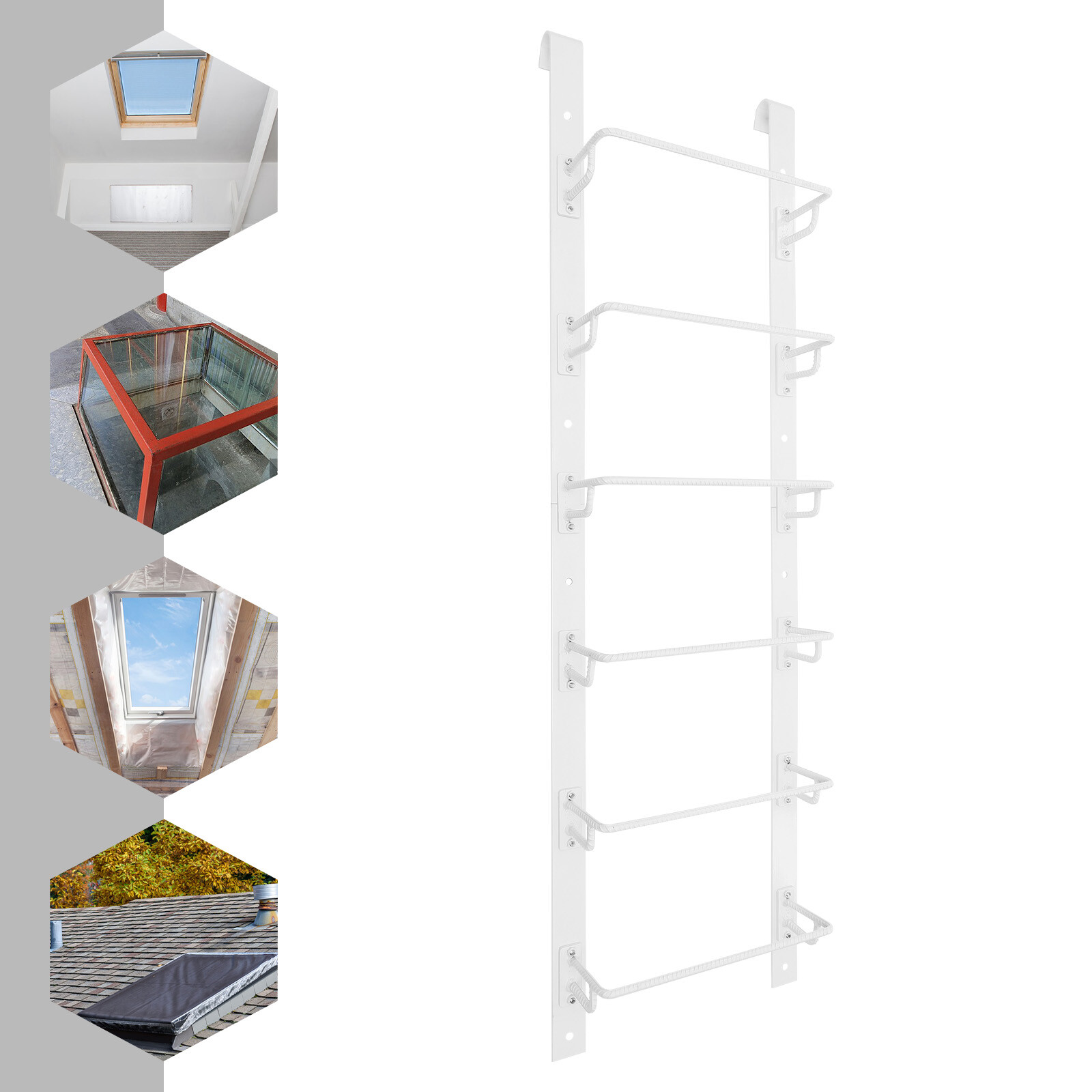6-Steps Heavy-Duty Steel Window Well Ladder Egress Ladder Window Well Ladder