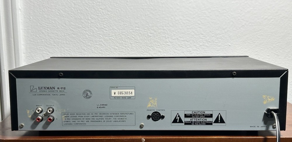 Luxman K-112 3 Head Stereo Cassette Deck Tested Working