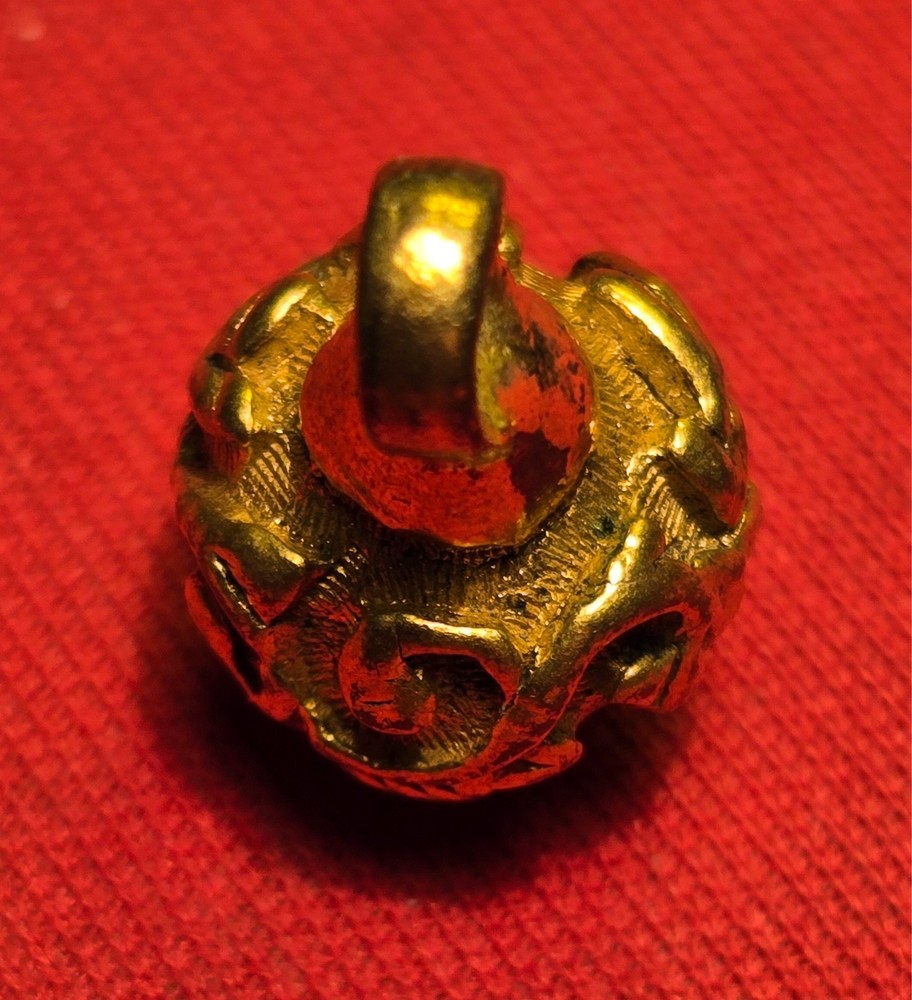 Antique CHINESE ROBE BUTTON - Figural - GILDED BRONZE - Excellent Condition!