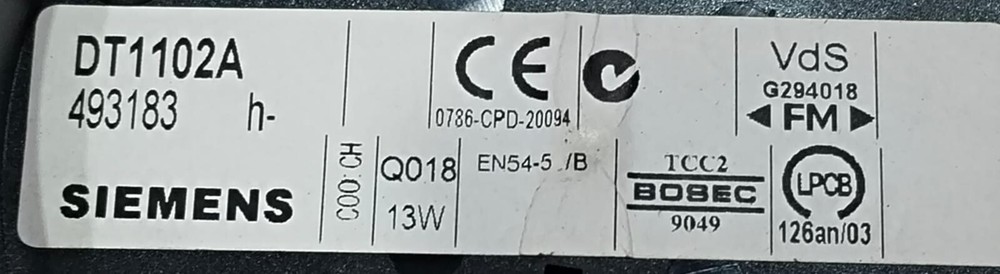 SIEMENS HEAT DETECTOR DT 1102A