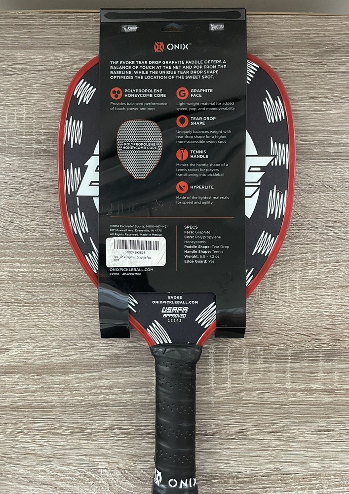Onix Hyperlite Evoke Tear Drop Pickleball Paddle Graphite/Polypropolene