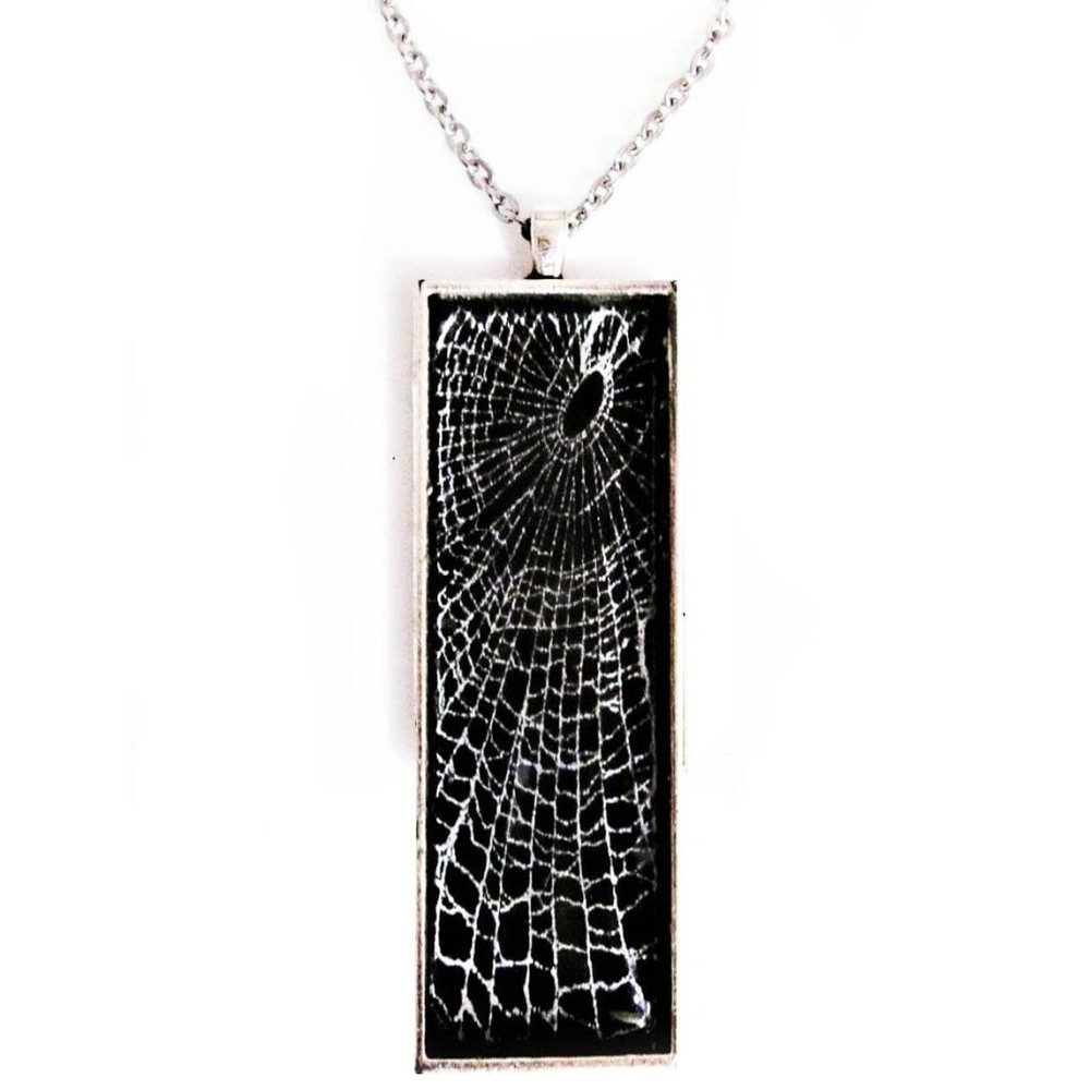 BicBugs REAL spider web necklace rectangle R2