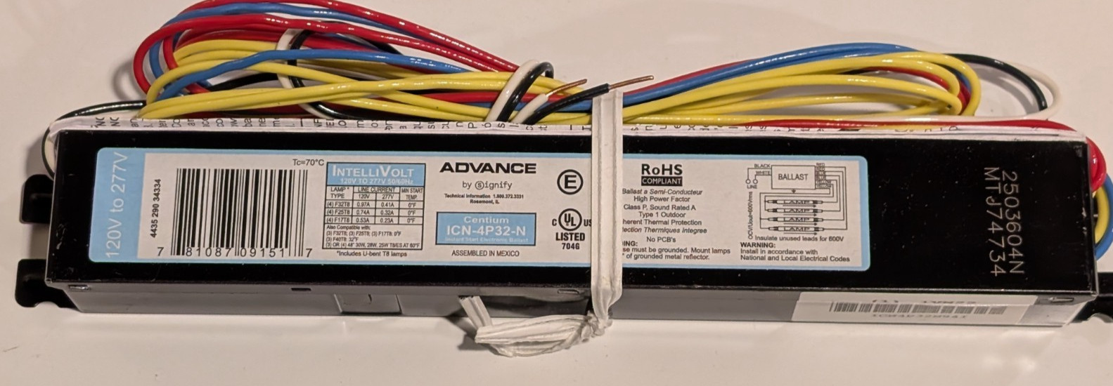 NEW Lot of 3 Advance Signify ICN-4P32-N Fluorescent Electronic Ballast 120-277V