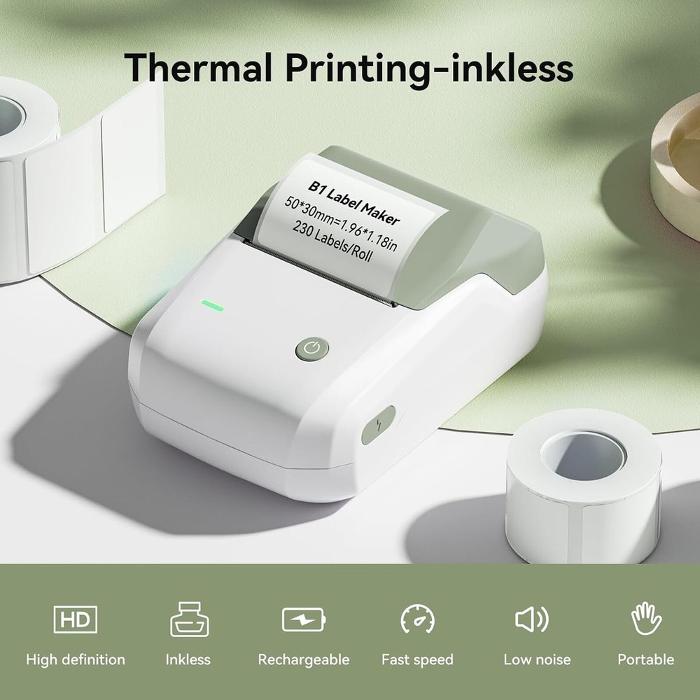 NIIMBOT B1 Label Maker Machine with Tape Portable Bluetooth Thermal Printer GN