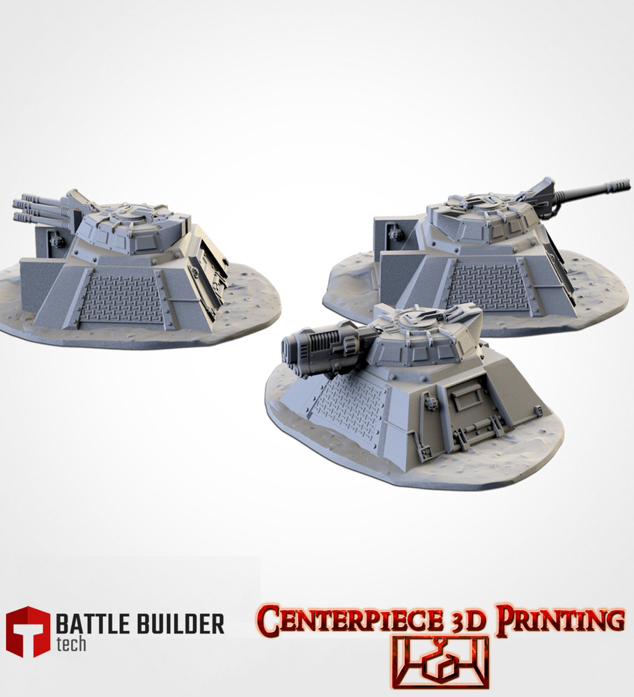 Turret Bunkers - 3d printed Tabletop Terrain Scenery for Grim Future