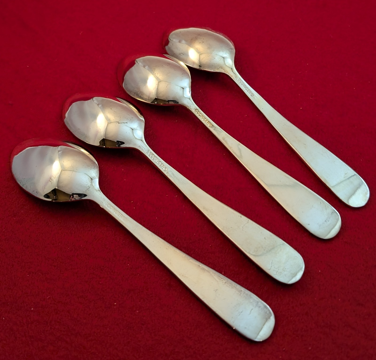 Lot Of 4 Godinger Olde Bouquet Silverplate Oval Soup Spoons Flatware