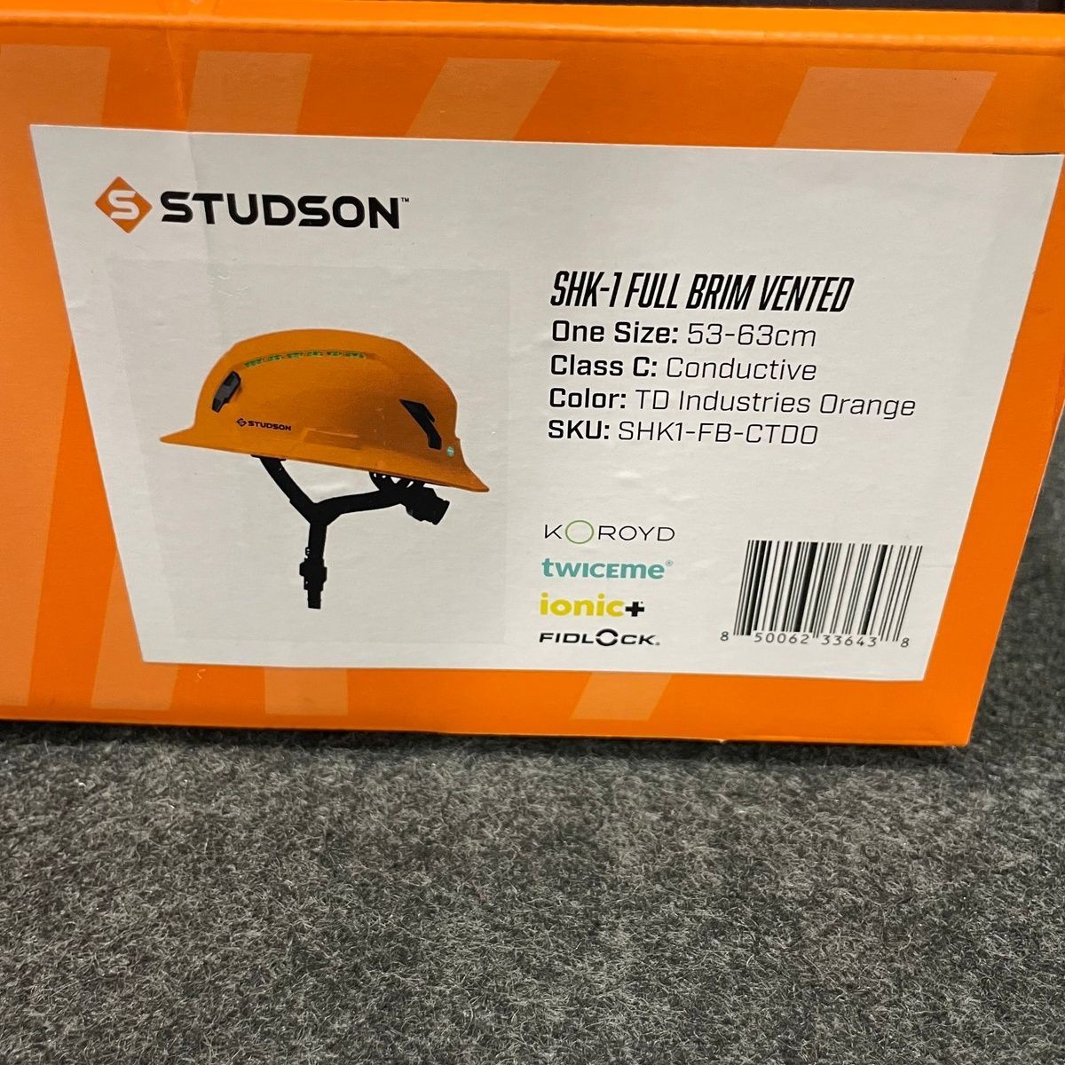STUDSON SHK-1 Full Brim Vented Industrial Safety Helmet, Orange, SHK1-FB-CTOO