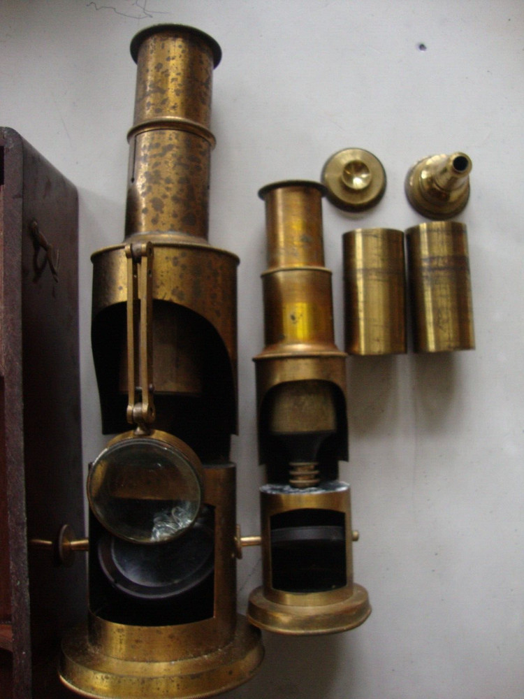 Antique microscopes and accessories