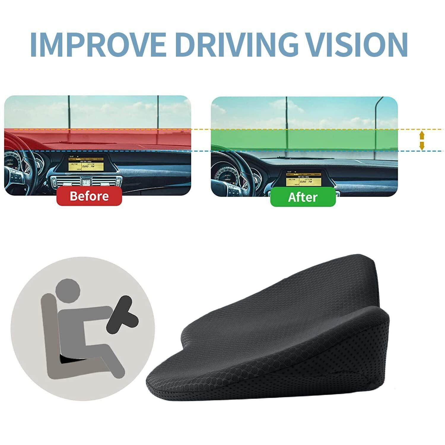 Memory Foam Car Seat Cushion Sciatica Lower Back Pain Relief Driver Seat