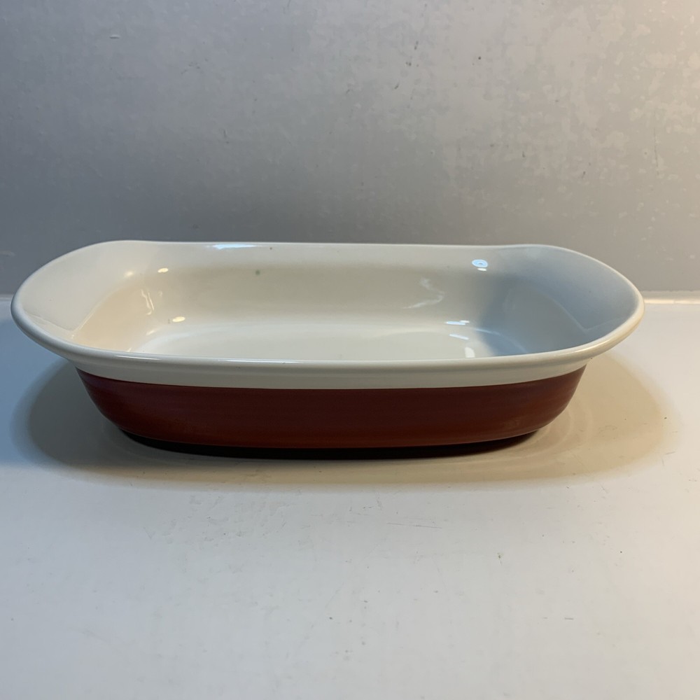 Corning Ware Etch Stoneware Baking Dish Rectangular 27 oz Red White 9.5" x 6.25"