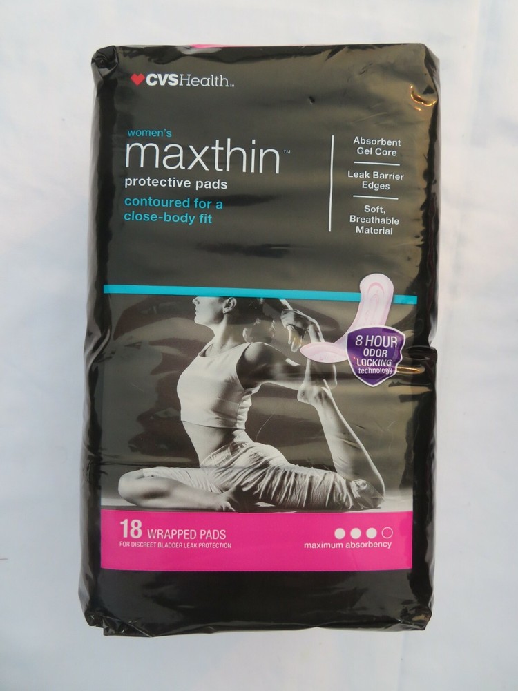 CVS Health Women's MaxThin Protective Pads 18 Wrapped Pads Maximum Absorbency