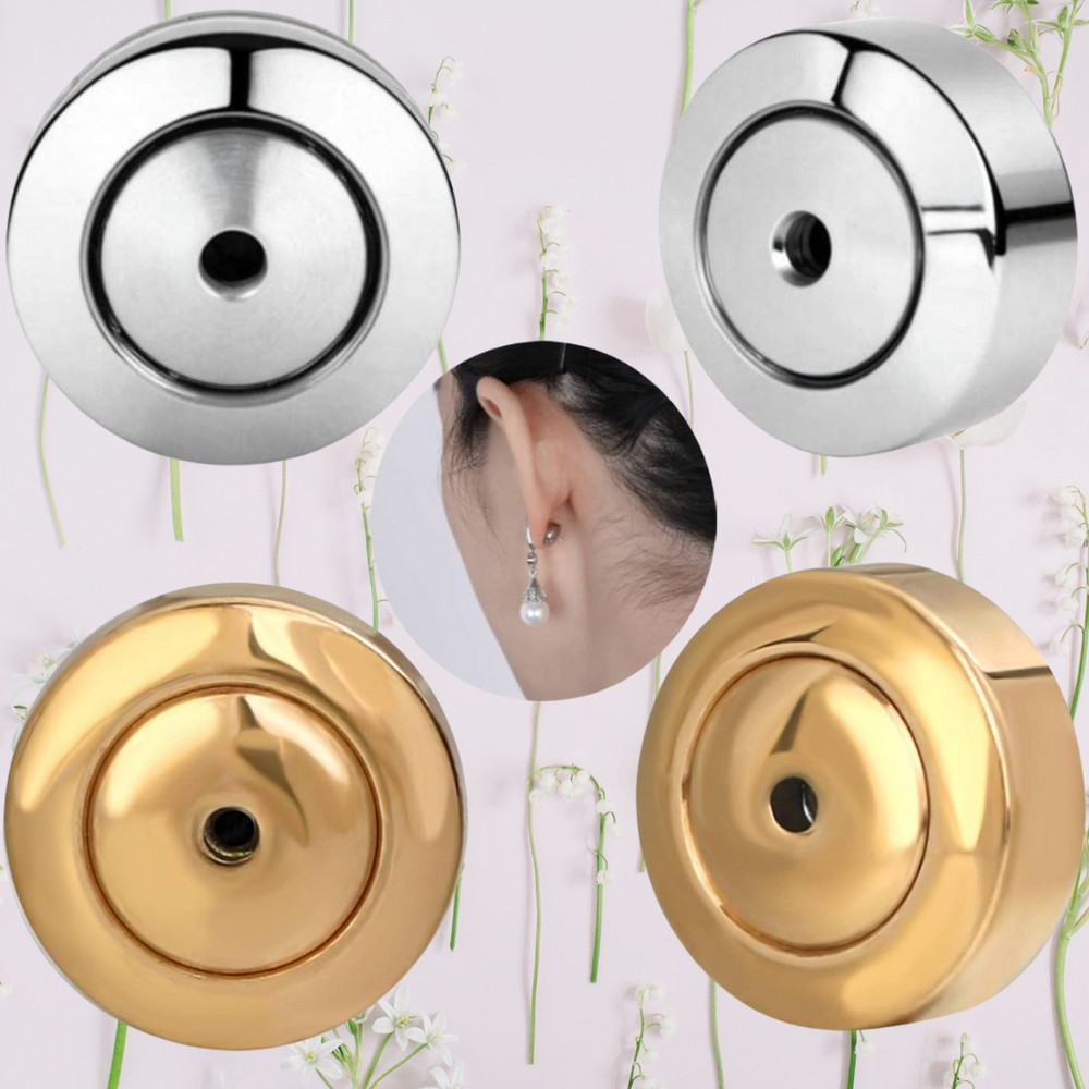 4 Pcs Round Discs Earring Backs for Droopy Ears Stud Pierced Locking Lifters