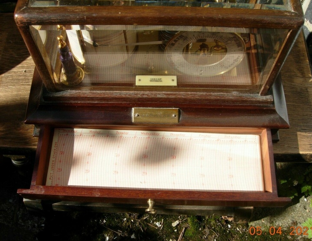 Drum Barograph barometer antique A & N C S ltd Westminster