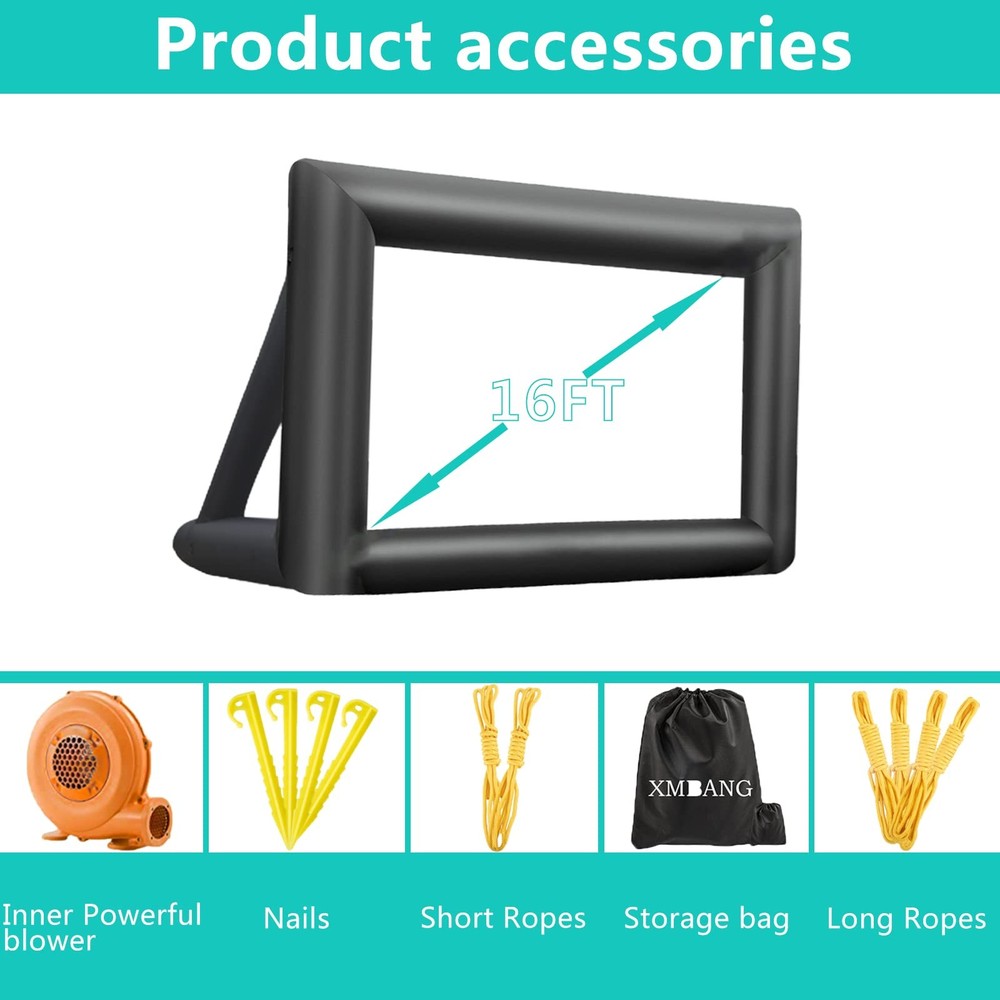 16ft Inflatable Projector Screen, Outdoor Projector Screen, Front/Rear Projec...