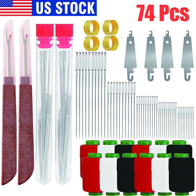 74PCS Sewing Tool Set,Needles Thread Hand Repair Tools,Portable Sewing Kit