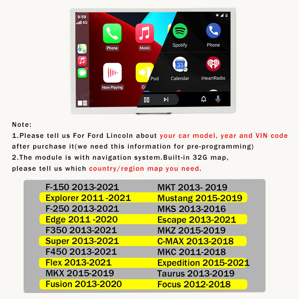 SYNC 2 to SYNC 3 Upgrade Kit APIM 2021 Map Carplay Android Auto For Ford Lincoln