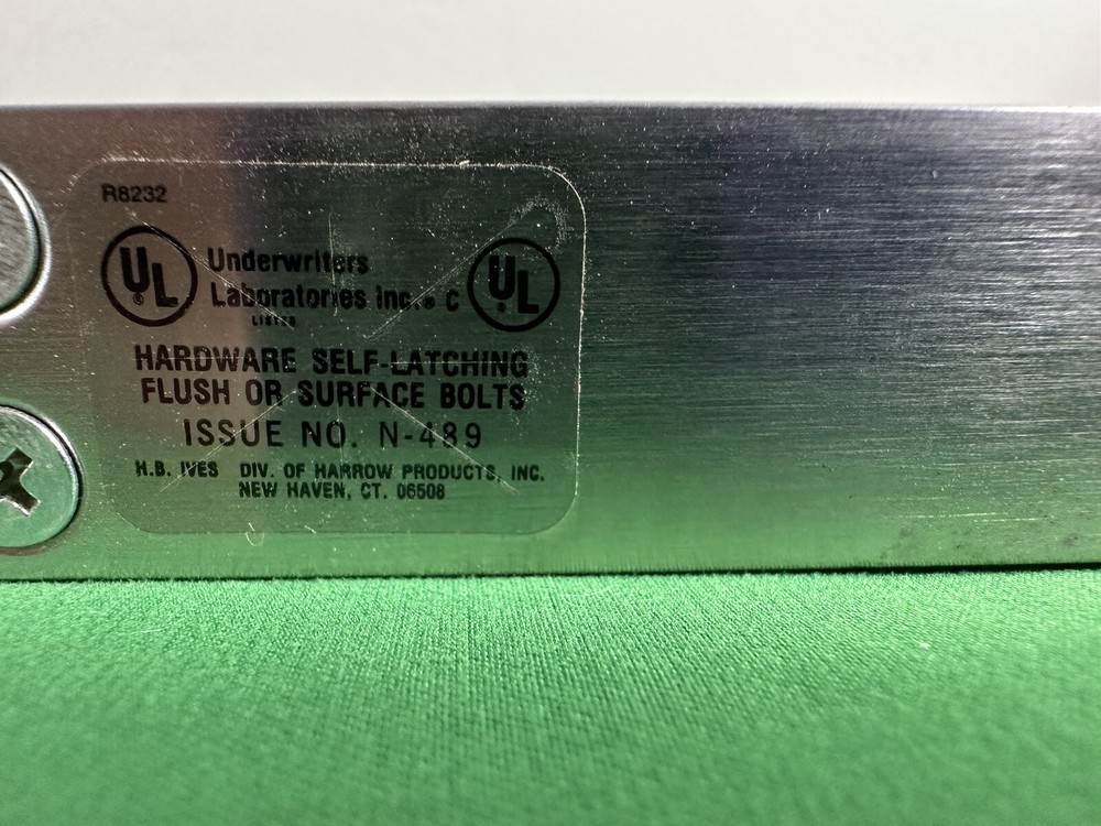 H.B. IVES Self Latching Flush Bolt Solid Brass PR356 B3 w/ Bright Brass Finish