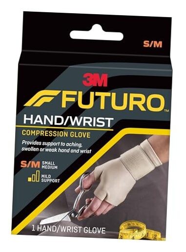 Hand and Wrist Compression Glove, Provides Support and Small/Medium
