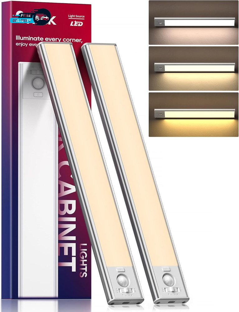 2 Pack under Cabinet Lighting3 Color Temperatures Motion Sensor Light Indoor LED