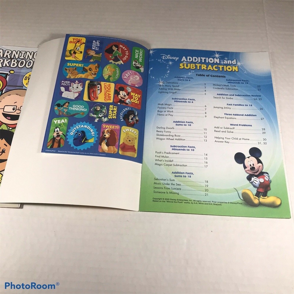 2-Pack Xavier Riddle Learning/Disney Addition & Subtraction Workbooks New