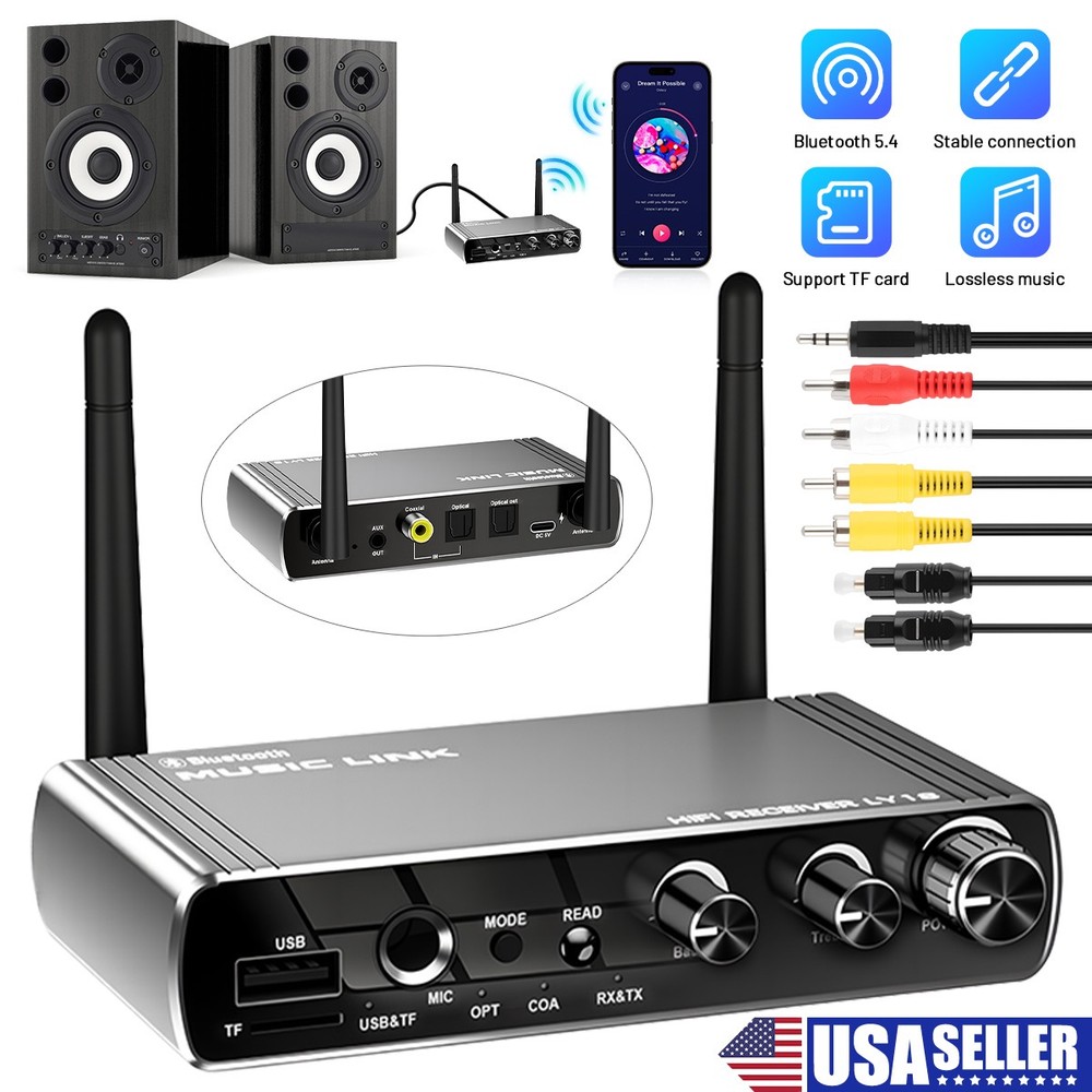 Bluetooth 5.4 Audio Receiver for Home Stereo, Wireless Adapter with Optical/USB